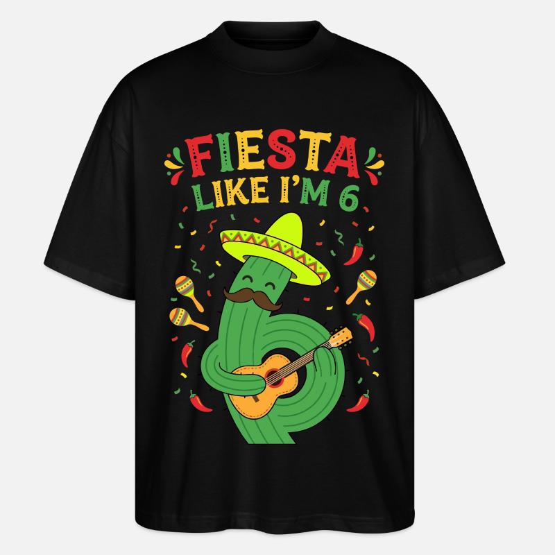 Fiesta comme si j’avais 6 cactus - T-shirt bio Blaster 2.0 coupe oversize Stanley/Stella Unisexe - noir