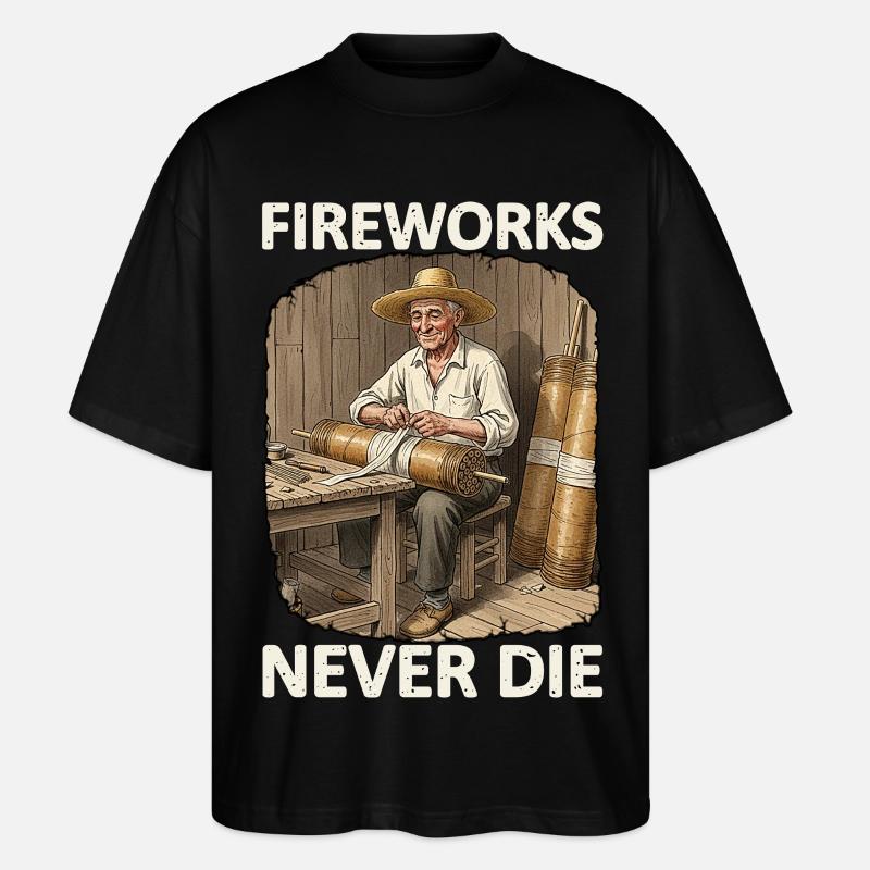 Fireworks Never Die Pyro - Stanley/Stella Oversized Unisex Organic T-shirt Blaster 2.0 - black