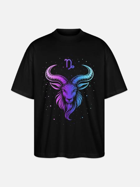 Bunte Ziege mit Sternmuster - Stanley/Stella Oversized Unisex Bio T-Shirt Blaster 2.0 - Schwarz