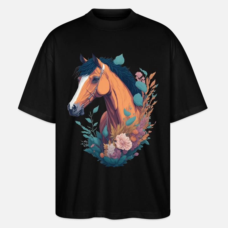 Pferd Nlumen - Stanley/Stella Oversized Unisex Bio T-Shirt Blaster 2.0 - Schwarz