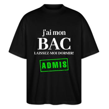 J'ai mon BAC - Le Cadeau pour Bachelier - T-shirt bio Blaster 2.0 coupe oversize Stanley/Stella Unisexe - noir - Devant - Alina (178cm) & Michal (187cm)