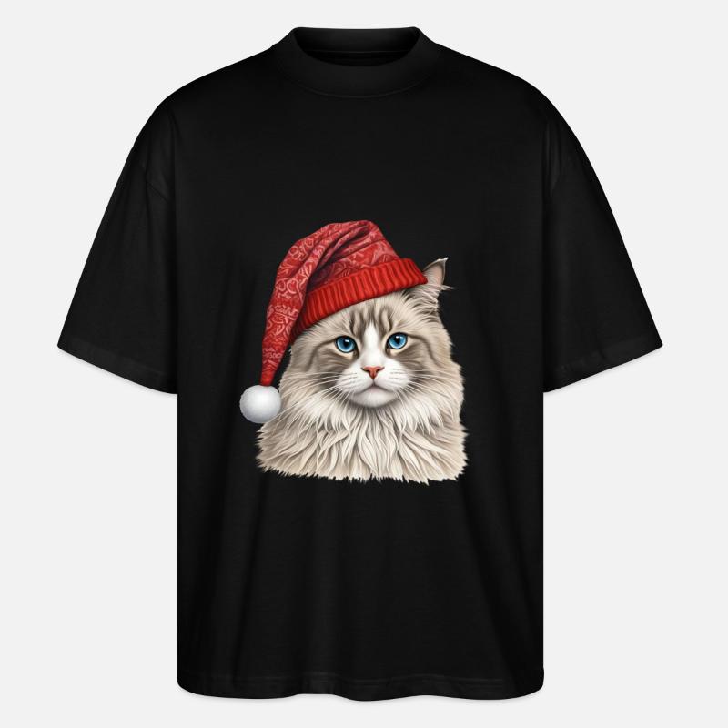 Chat ragdoll de Noël - T-shirt bio Blaster 2.0 coupe oversize Stanley/Stella Unisexe - noir