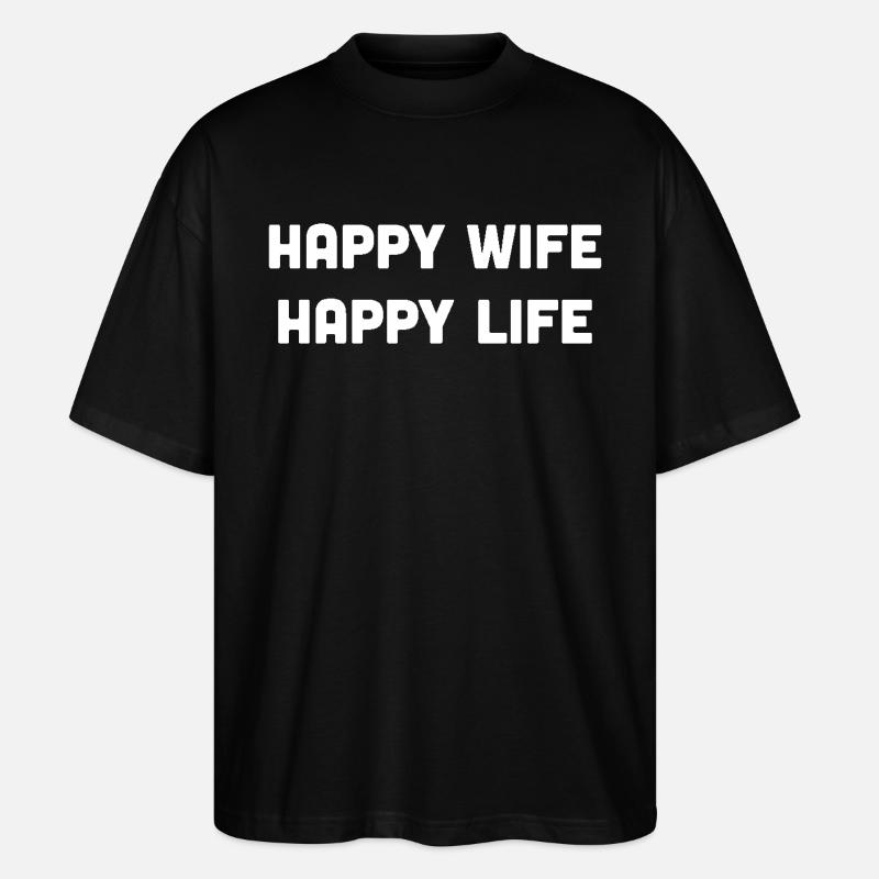 Femme heureuse, vie heureuse - T-shirt bio Blaster 2.0 coupe oversize Stanley/Stella Unisexe - noir