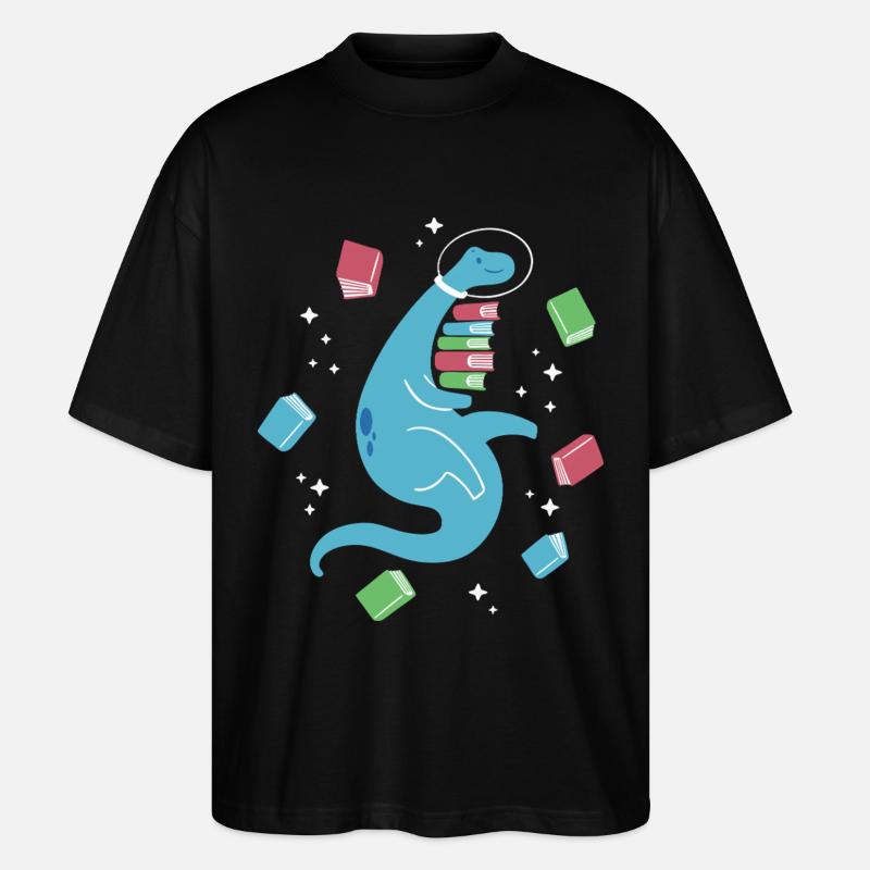 Space Bookasaurus - Stanley/Stella Oversized Unisex Organic T-shirt Blaster 2.0 - black