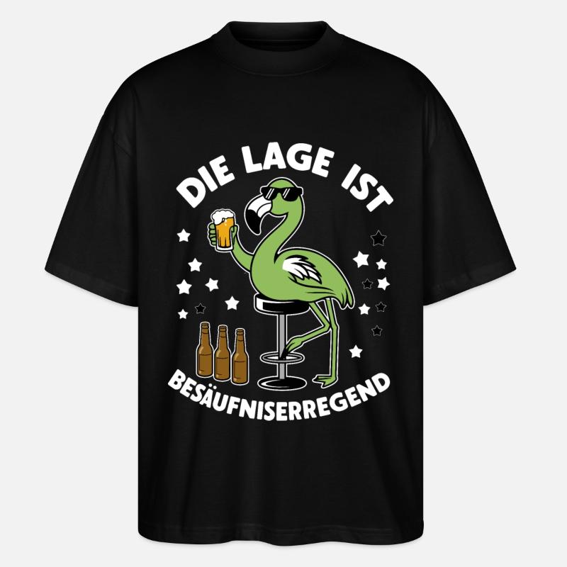 Drôle de flamant rose vert - T-shirt bio Blaster 2.0 coupe oversize Stanley/Stella Unisexe - noir