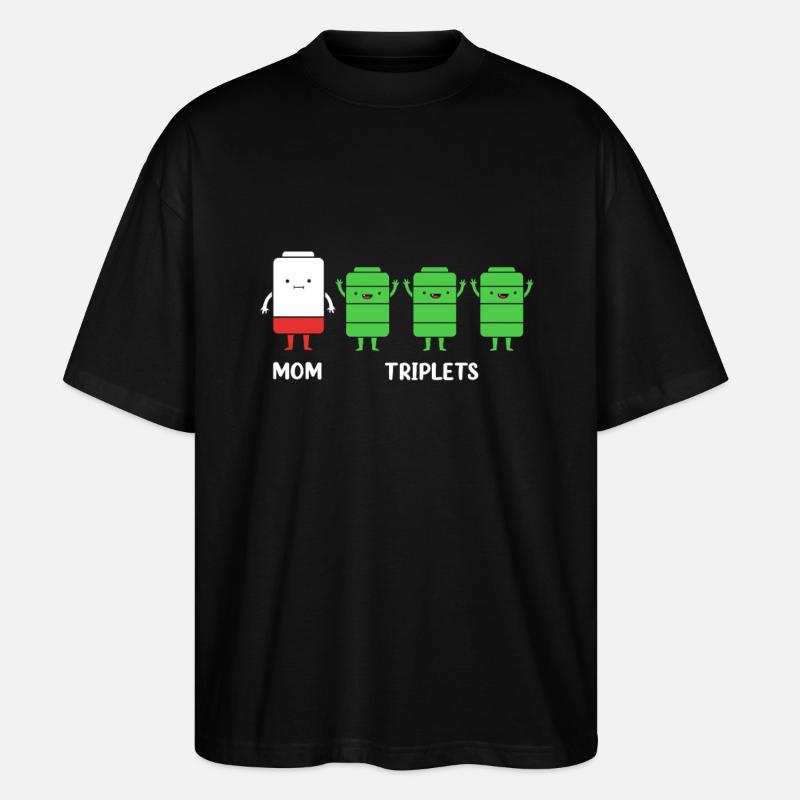 Triplet Mom Mom - Stanley/Stella Oversized Unisex Organic T-shirt Blaster 2.0 - black