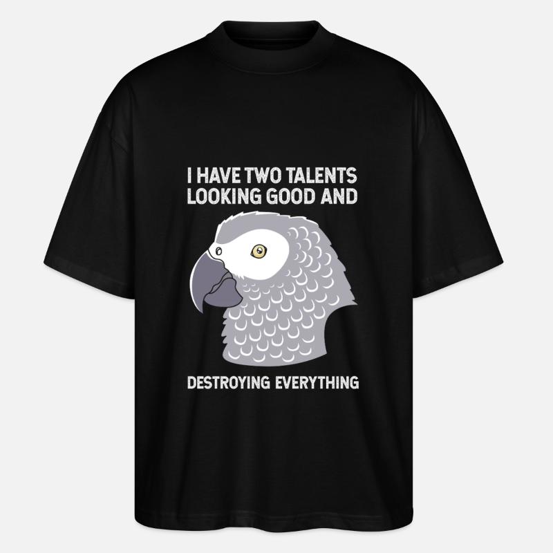 Parrot Grey - Stanley/Stella Oversized Unisex Organic T-shirt Blaster 2.0 - black