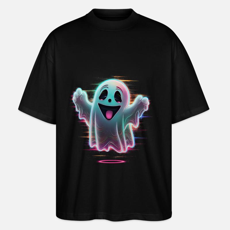 Spooky Glitch Ghost Boo Halloween - T-shirt bio Blaster 2.0 coupe oversize Stanley/Stella Unisexe - noir