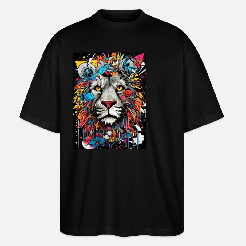 Portrait Löwe - Stanley/Stella Oversized Unisex Bio T-Shirt Blaster 2.0 - Schwarz