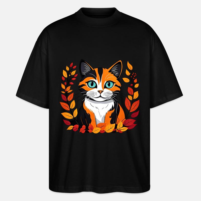 Herbst-Katze - Stanley/Stella Oversized Unisex Bio T-Shirt Blaster 2.0 - Schwarz