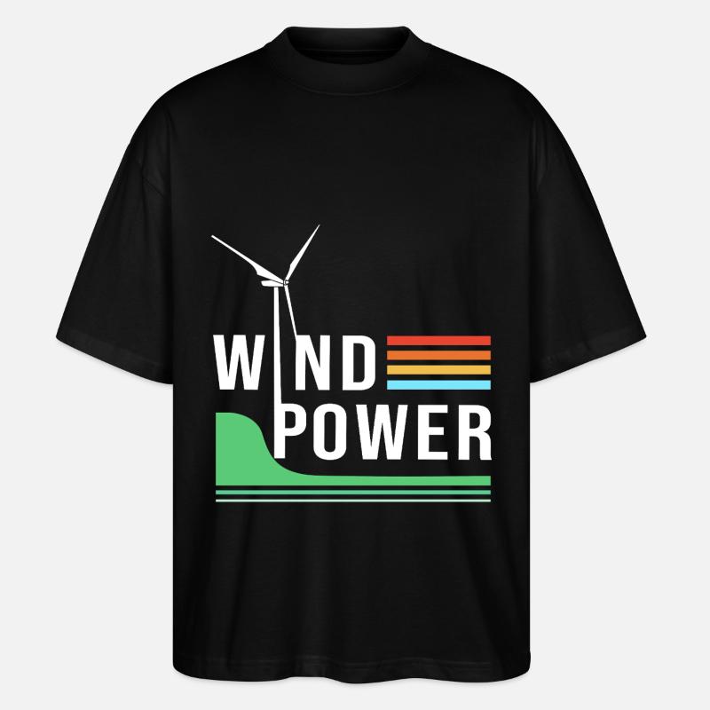 Éolienne, énergie éolienne, énergie éolienne - T-shirt bio Blaster 2.0 coupe oversize Stanley/Stella Unisexe - noir