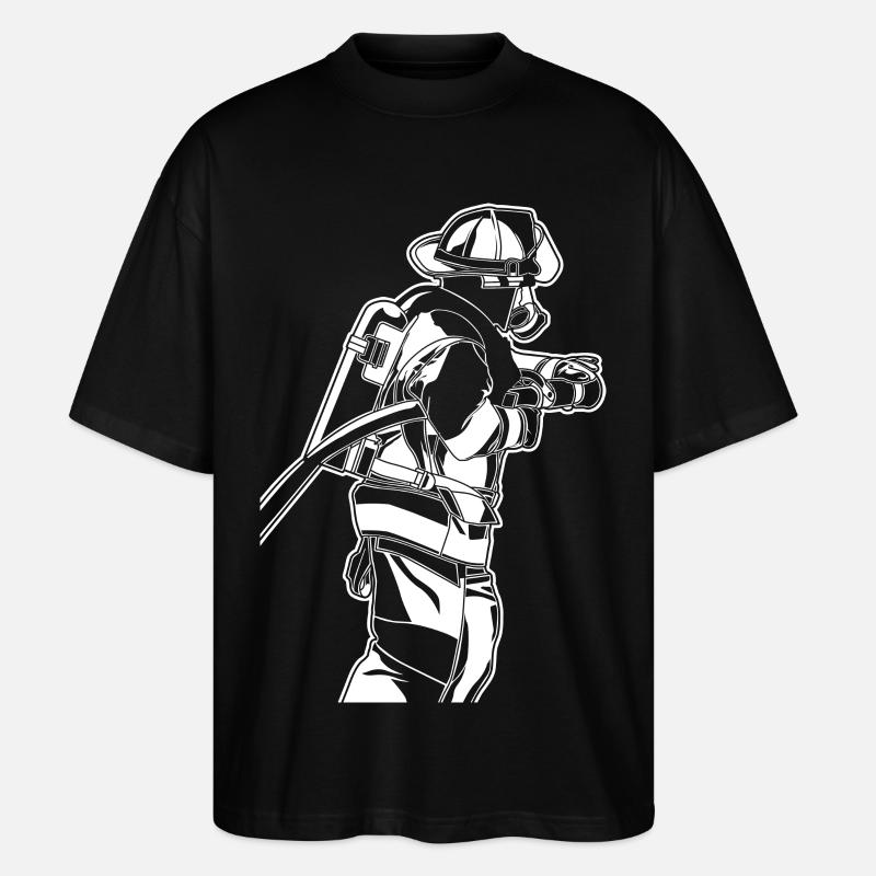 Feuerwehrmann Skizze - Stanley/Stella Oversized Unisex Bio T-Shirt Blaster 2.0 - Schwarz