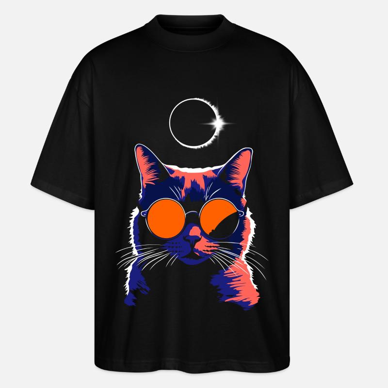 Cat Sunglasses Total Eclipse Cat - Stanley/Stella Oversized Unisex Organic T-shirt Blaster 2.0 - black