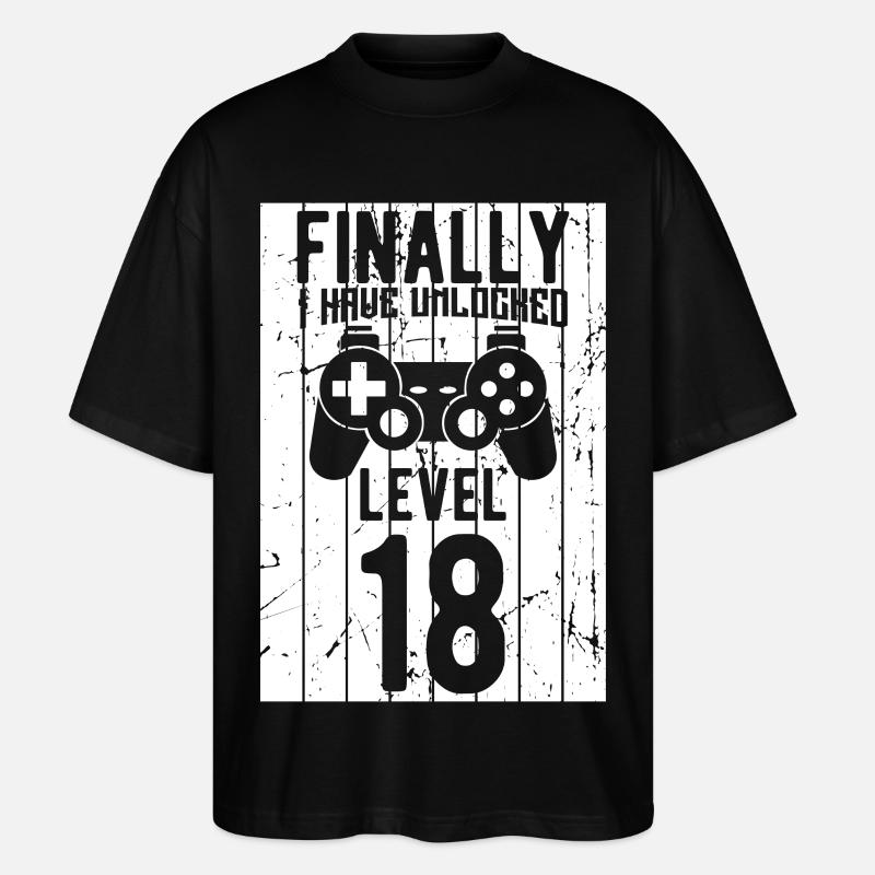 Unlocked Level 18 - Stanley/Stella Oversized Unisex Bio T-Shirt Blaster 2.0 - Schwarz
