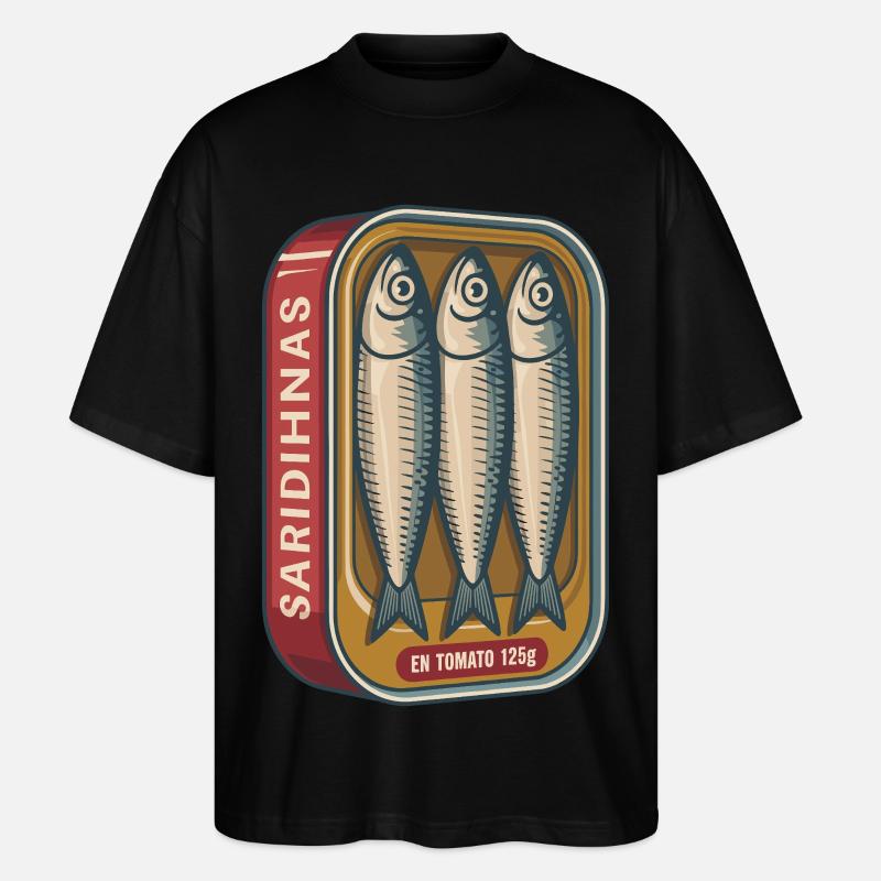 Retro Sardinen Dose mit Tomaten - Stanley/Stella Oversized Unisex Bio T-Shirt Blaster 2.0 - Schwarz