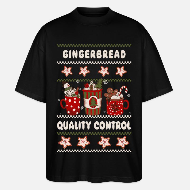 Gingerbread Quality Control - Weihnachten - Stanley/Stella Oversized Unisex Bio T-Shirt Blaster 2.0 - Schwarz