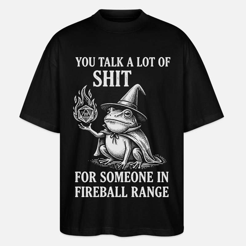 Fireball Range – RPG Magicien Grenouille Drôle - T-shirt bio Blaster 2.0 coupe oversize Stanley/Stella Unisexe - noir