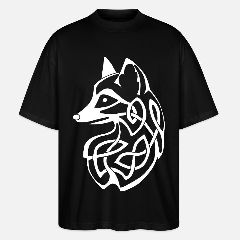 White Celtic Fox - Stanley/Stella Oversized Unisex Organic T-shirt Blaster 2.0 - black