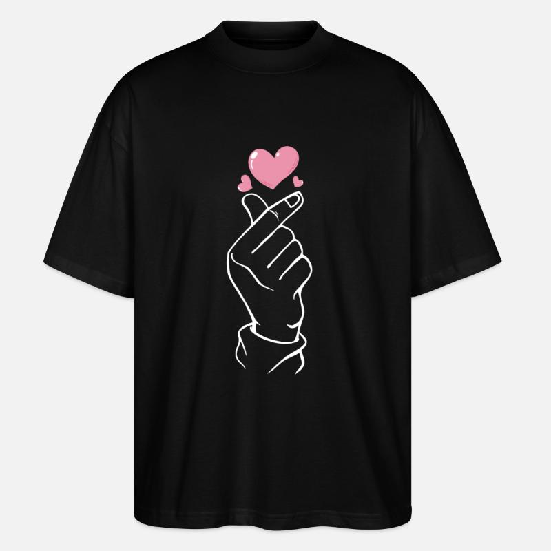 K-Pop Finger Herz - Stanley/Stella Oversized Unisex Bio T-Shirt Blaster 2.0 - Schwarz