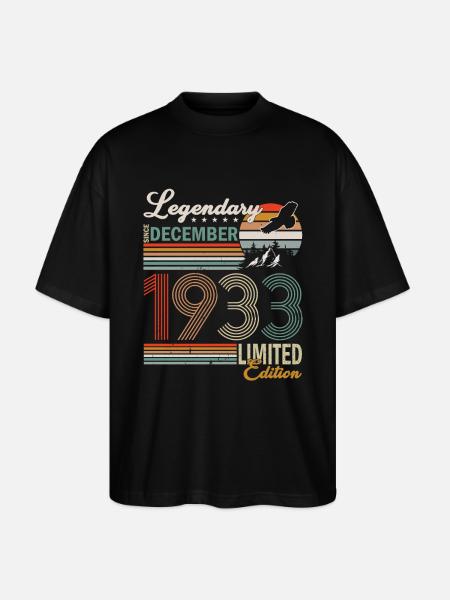 December 1933 Birthday Man - Stanley/Stella Oversized Unisex Organic T-shirt Blaster 2.0 - black