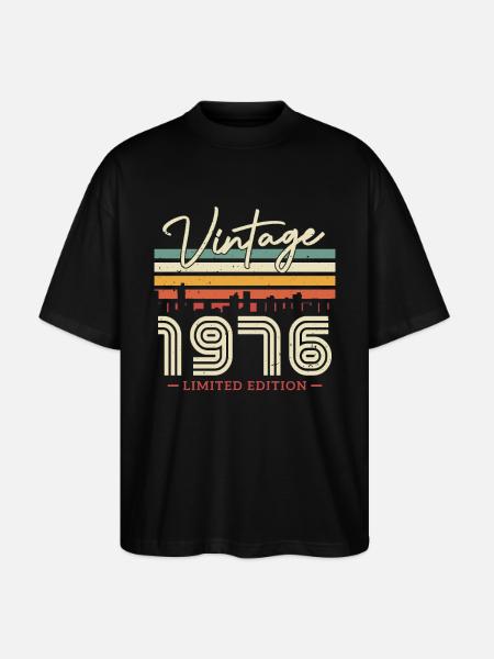 Regalo de cumpleaños vintage 1976 - Camiseta Oversize Ecológica Unisex Stanley/Stella Blaster 2.0 - negro