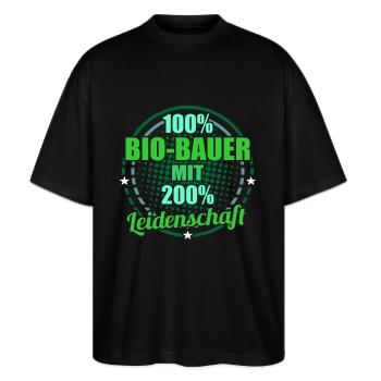 Bio-Bauer - Stanley/Stella Oversized Unisex Bio T-Shirt Blaster 2.0 - Schwarz - Vorne - Alina (178cm) & Michal (187cm)