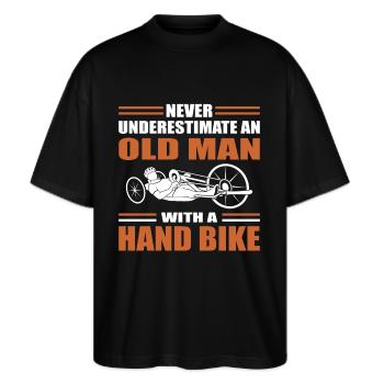 Handbike Old Man - Stanley/Stella Oversized Unisex Organic T-shirt Blaster 2.0 - black - Front - Alina (178cm) & Michal (187cm)