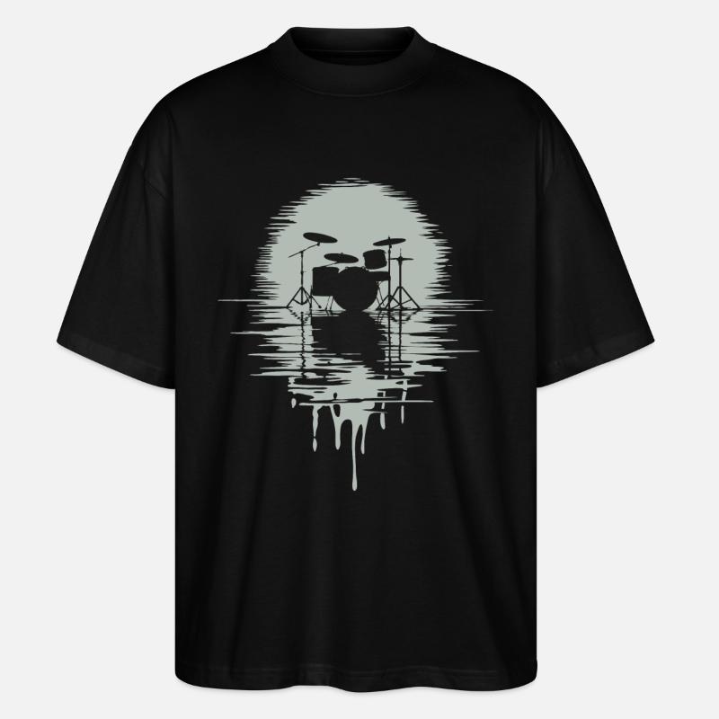 Batterie Silhouette Drum avec réflexion - T-shirt bio Blaster 2.0 coupe oversize Stanley/Stella Unisexe - noir