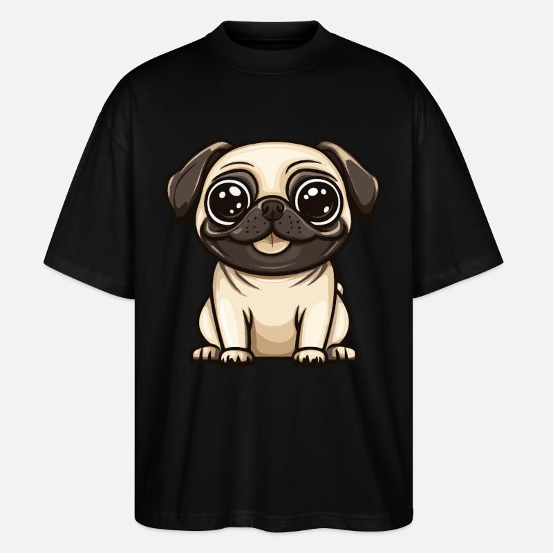 Pug Hund Niedlich - Stanley/Stella Oversized Unisex Bio T-Shirt Blaster 2.0 - Schwarz