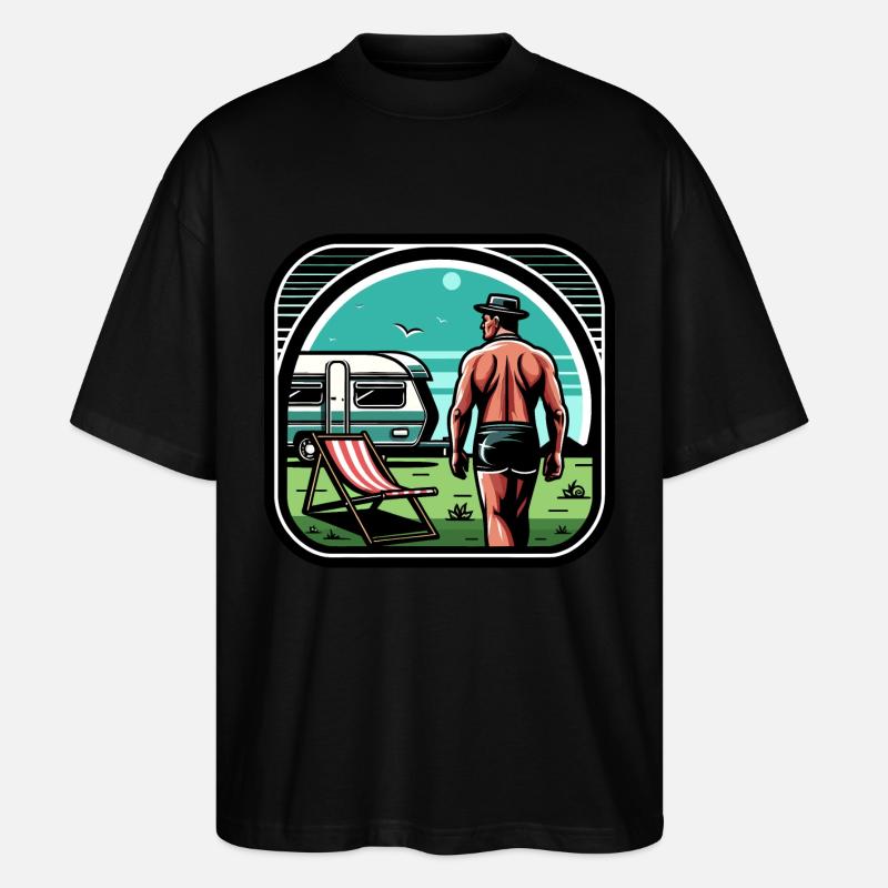 Camping Urlauber - Stanley/Stella Oversized Unisex Bio T-Shirt Blaster 2.0 - Schwarz