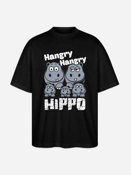 Funny Hangry Hippo - Stanley/Stella Oversized Unisex Organic T-shirt Blaster 2.0 - black