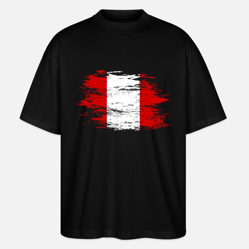 Drapeau du Pérou utilisé - T-shirt bio Blaster 2.0 coupe oversize Stanley/Stella Unisexe - noir