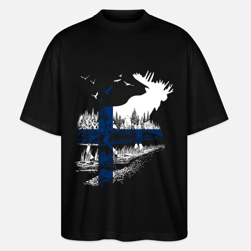 FINNLAND ELCH - Stanley/Stella Oversized Unisex Bio T-Shirt Blaster 2.0 - Schwarz
