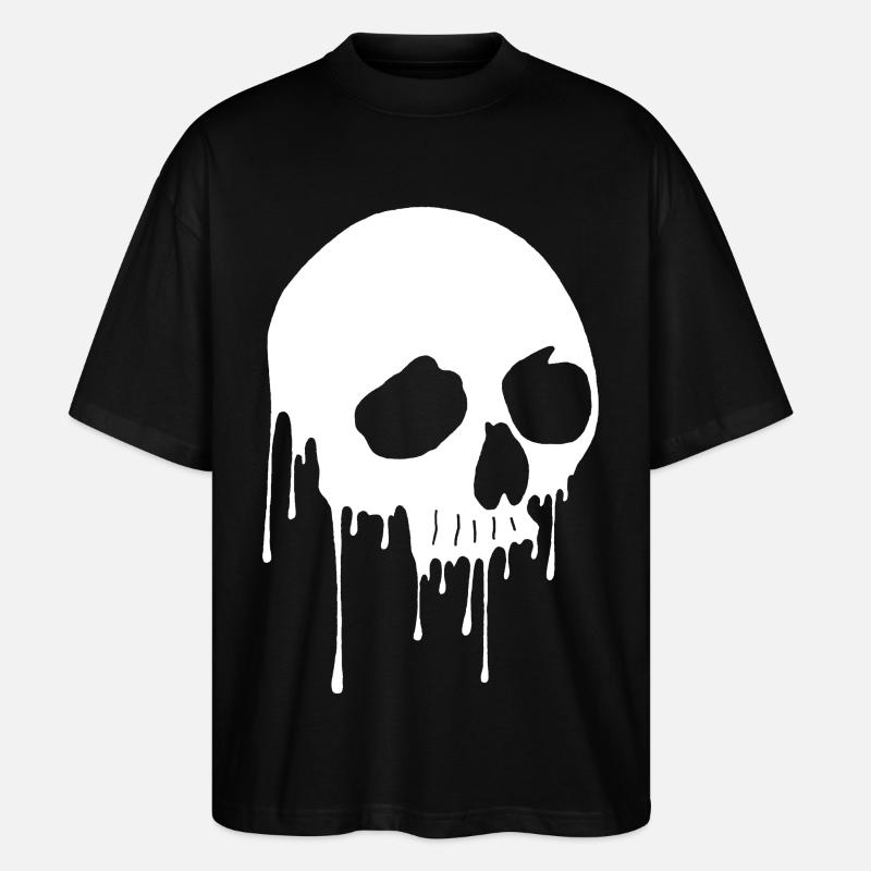 White skull and graffiti - Stanley/Stella Oversized Unisex Organic T-shirt Blaster 2.0 - black