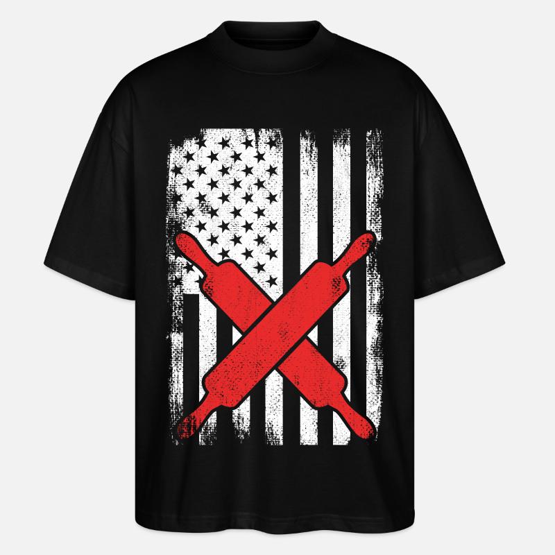 US Flagge Bäcker - Stanley/Stella Oversized Unisex Bio T-Shirt Blaster 2.0 - Schwarz