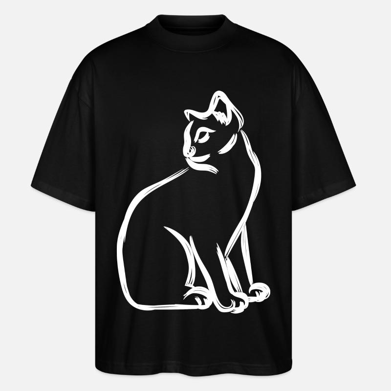 Dessin de chat - T-shirt bio Blaster 2.0 coupe oversize Stanley/Stella Unisexe - noir