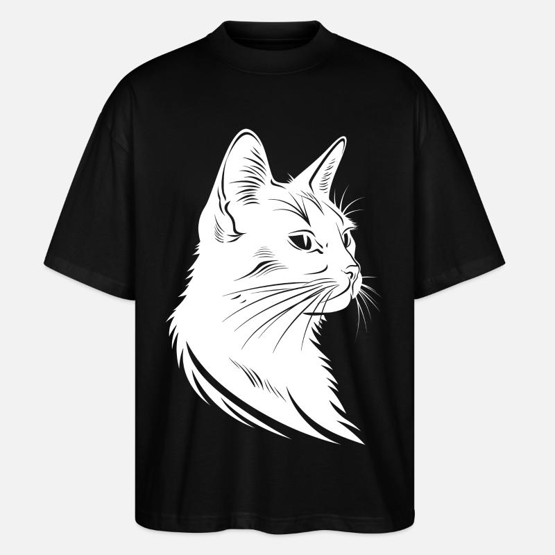 Croquis de chat - T-shirt bio Blaster 2.0 coupe oversize Stanley/Stella Unisexe - noir