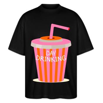 Boissons de jour - T-shirt bio Blaster 2.0 coupe oversize Stanley/Stella Unisexe - noir - Devant - Alina (178cm) & Michal (187cm)