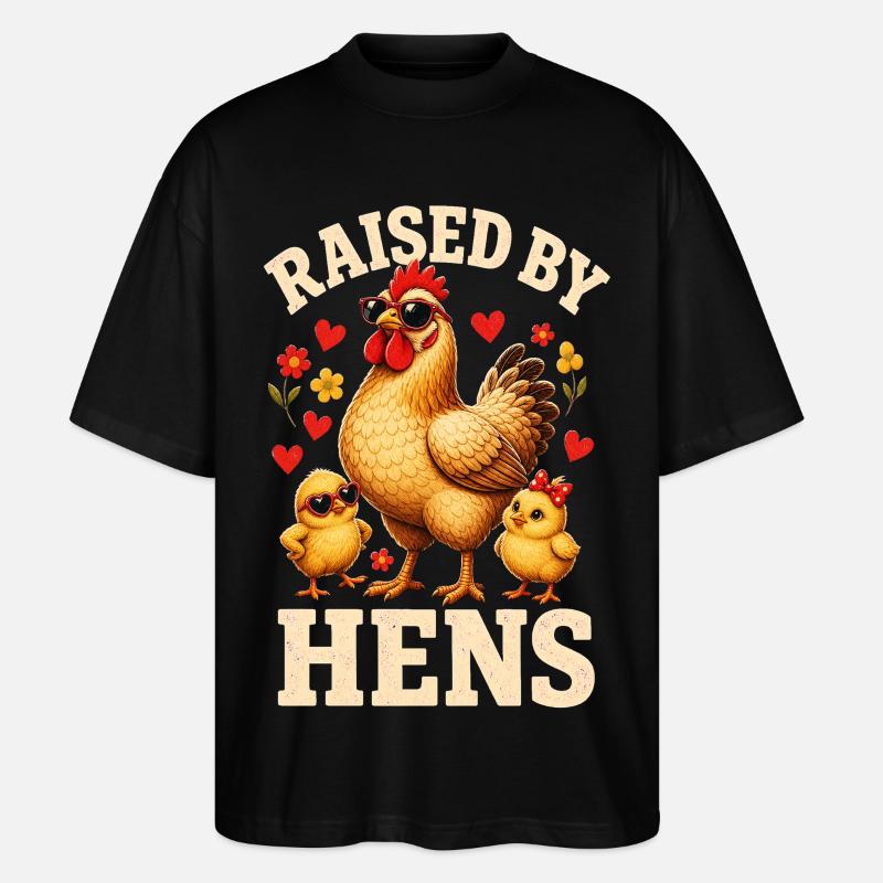 RAISED BY HENS - Stanley/Stella Oversized Unisex Bio T-Shirt Blaster 2.0 - Schwarz