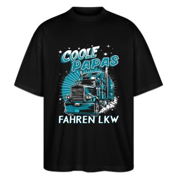 Vatertag | Coole Papas fahren LKW | LKW Fahrer - Stanley/Stella Oversized Unisex Bio T-Shirt Blaster 2.0 - Schwarz - Vorne - Alina (178cm) & Michal (187cm)