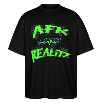 AFK dans la réalité Gamer - T-shirt bio Blaster 2.0 coupe oversize Stanley/Stella Unisexe - noir - Devant - Alina (178cm) & Michal (187cm)
