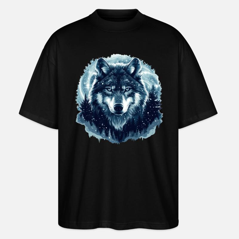 Wolf Winter Wald - Stanley/Stella Oversized Unisex Bio T-Shirt Blaster 2.0 - Schwarz