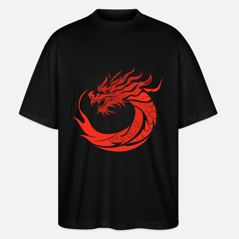 Dragon Rouge à la japonaise - T-shirt bio Blaster 2.0 coupe oversize Stanley/Stella Unisexe - noir
