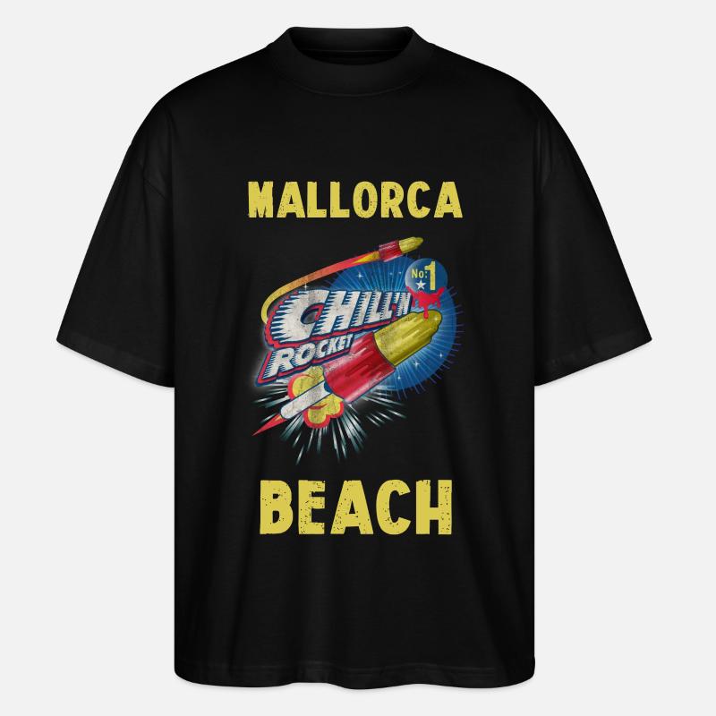 Plage de Majorque - T-shirt bio Blaster 2.0 coupe oversize Stanley/Stella Unisexe - noir