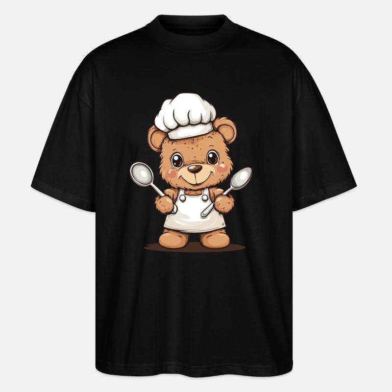 Kochbär mit Löffeln - Stanley/Stella Oversized Unisex Bio T-Shirt Blaster 2.0 - Schwarz
