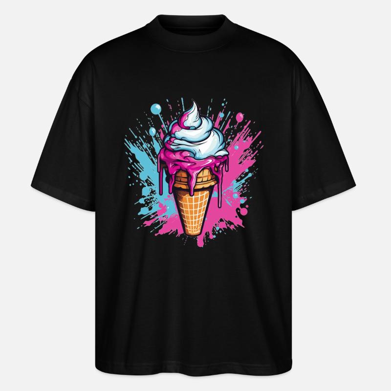 Eiscreme im Pop-Art Style - Stanley/Stella Oversized Unisex Bio T-Shirt Blaster 2.0 - Schwarz