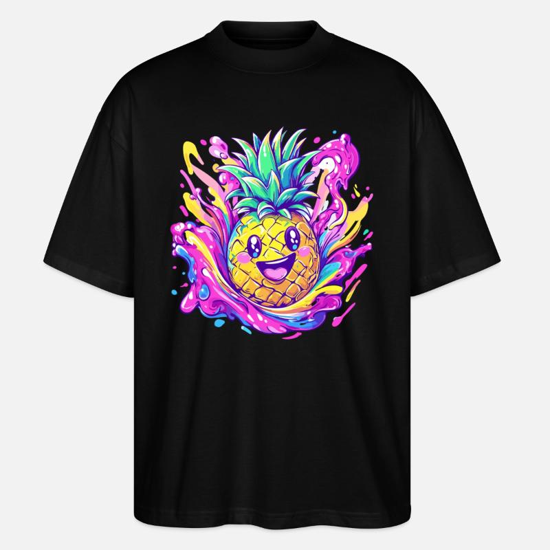 Explosion d’ananas heureuse - T-shirt bio Blaster 2.0 coupe oversize Stanley/Stella Unisexe - noir