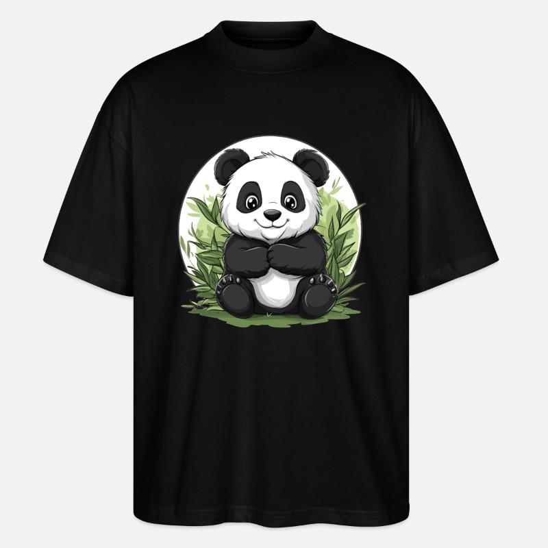 Panda im Bambuswald - Stanley/Stella Oversized Unisex Bio T-Shirt Blaster 2.0 - Schwarz
