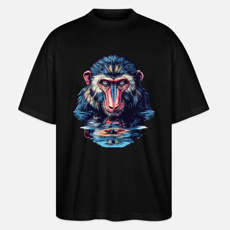 Mandrill im Wasserblick - Stanley/Stella Oversized Unisex Bio T-Shirt Blaster 2.0 - Schwarz