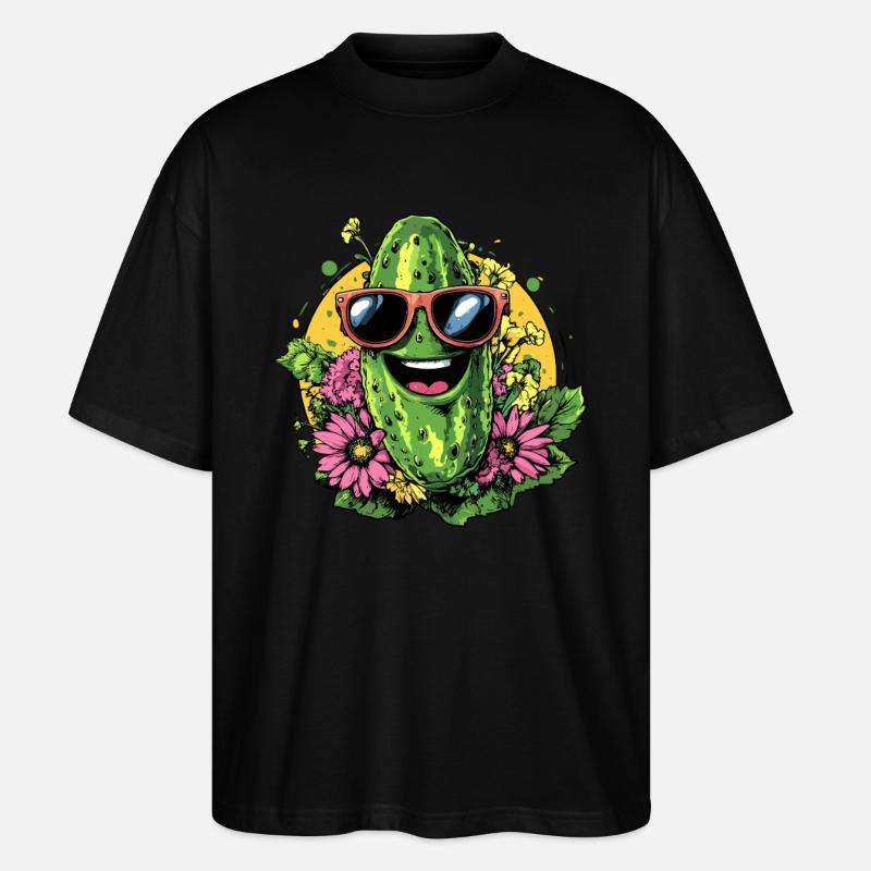 Coole Gurke mit Sonnenbrille - Stanley/Stella Oversized Unisex Bio T-Shirt Blaster 2.0 - Schwarz